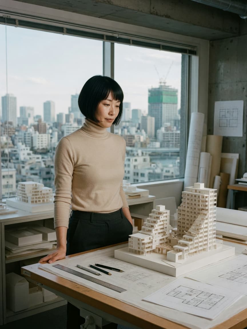 日本建築師在東京工作室。